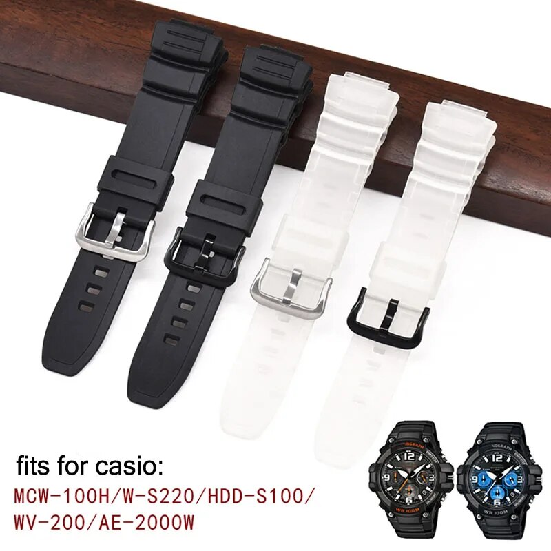 Resin Watch Strap Bracelet for Casio MCW-100H 110H WV-200 AE-2000 2100 W-S220 HDD-S100 Watch Band TPU Rubber Wristband Belt. 