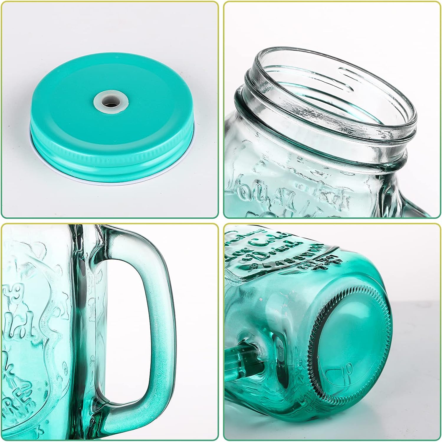 Drinking Glass with Handle and Lid 500 ml Colour Gradient Drinking Glasses Straw is RColourful Ice Cold Drink Glasses - Minimalistic Sophistication. 