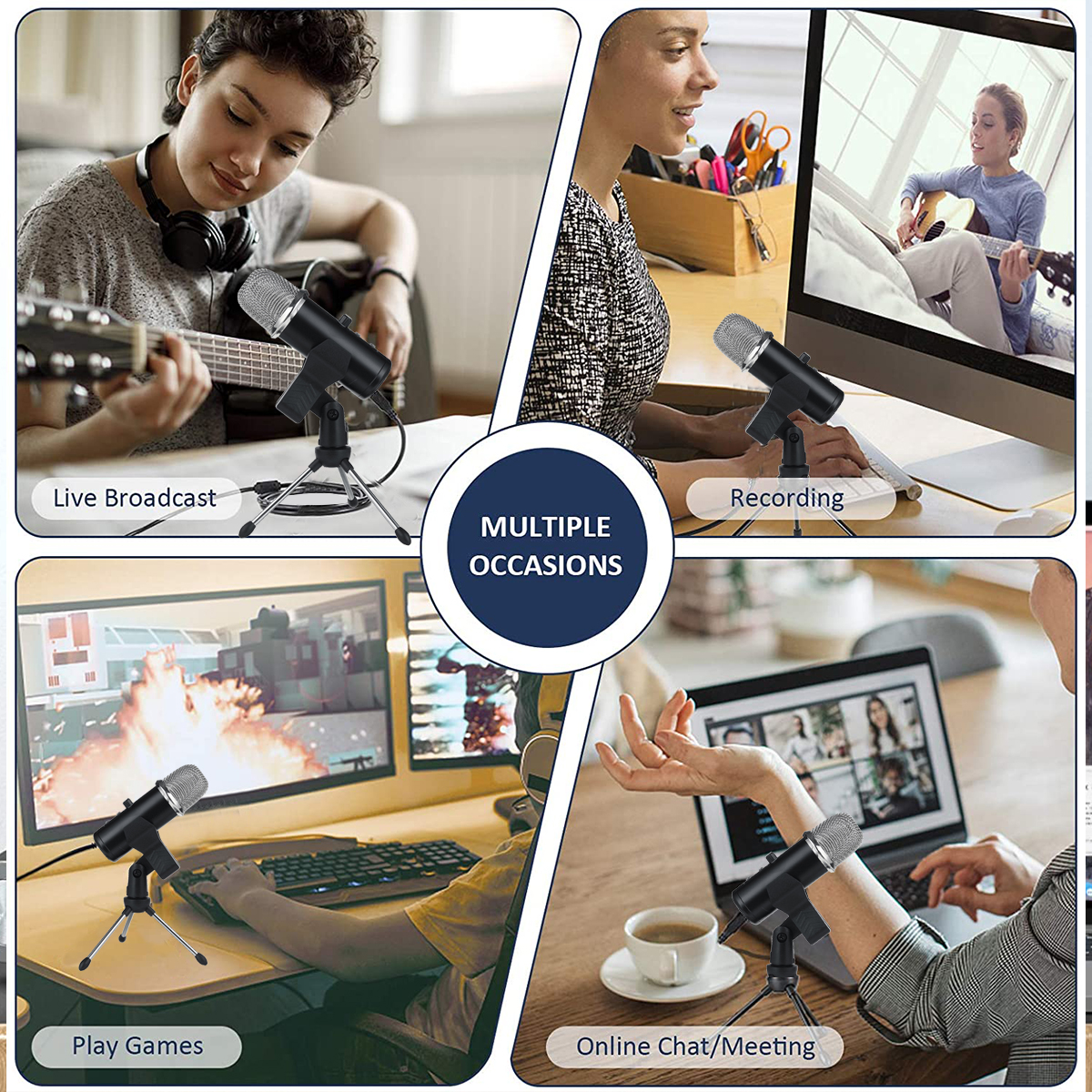 Economic V9 Condenser Microphone With Tripod USB Computer Studio Microphone For Karaoke Microphone Recording Podcasting Karaoke Gaming Streaming. 