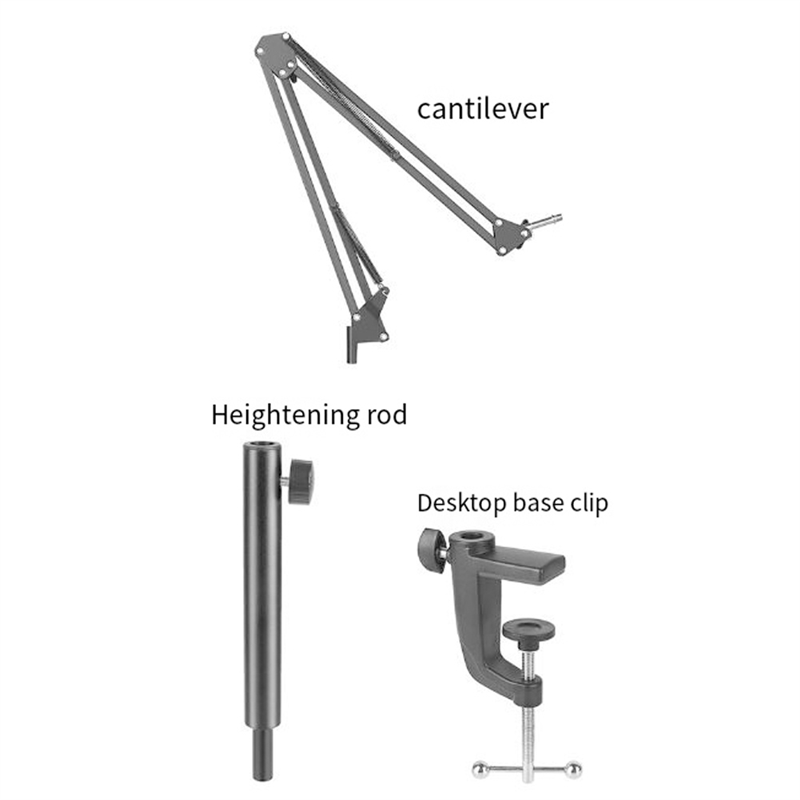 FORIDE 50cm Microphone Boom Arm with Tabletop Stand for Podcasting, Video Games, Radio and Studio Audio,F. 