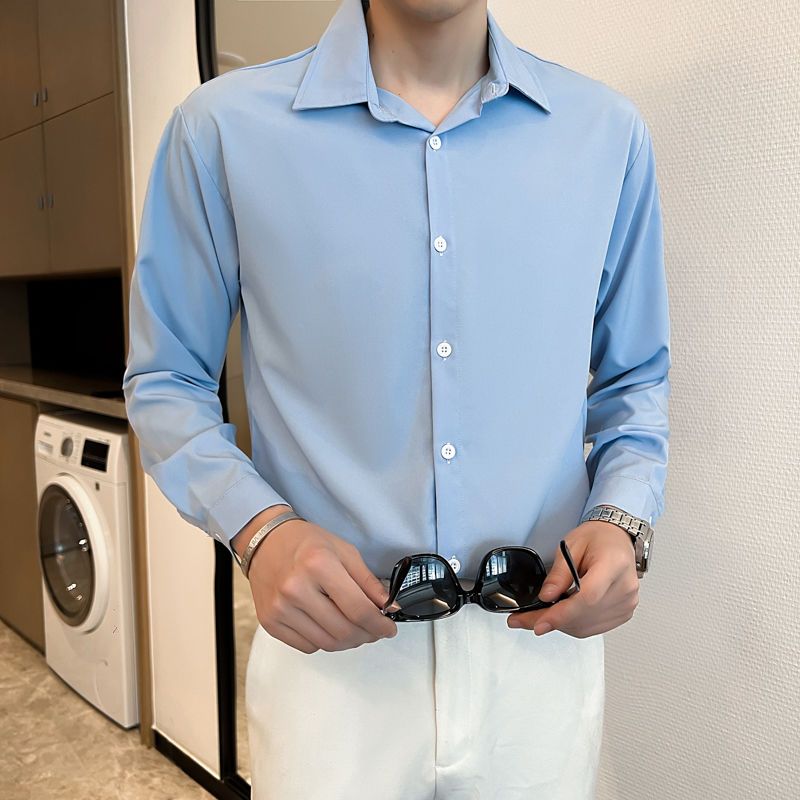 Shirt Men's Korean Style Trendy Casual Top Clothes Spring and AutumninsFashion Loose and Handsome All-Matching Shirt. 
