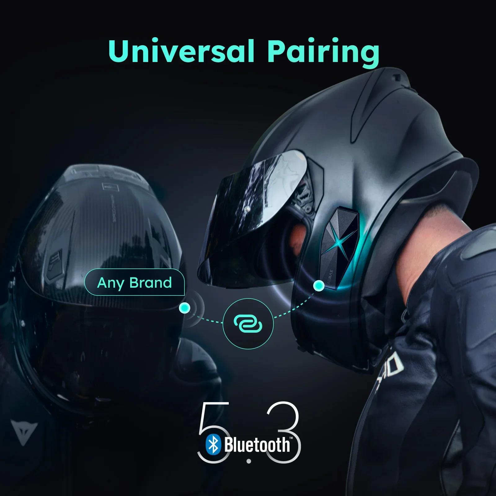 ASMAX F1 Motorcycle Helmet Bluetooth Stereo Intercom, 10 Riders Communication, BT5.3 IP67 Waterproof, HIFI Snowmobile Speakers. 