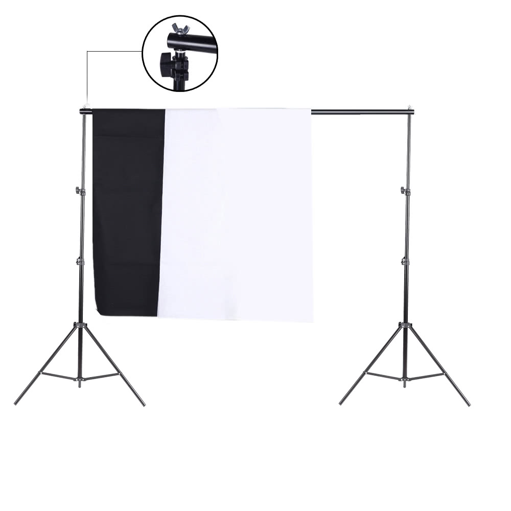 Photo Studio Kit Set Backdrop Stand with Storage Bag Black White Nonwoven Backdrops and Mini Clips - all new. 