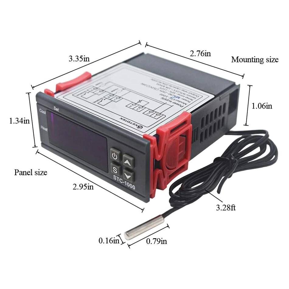 STC-1000 AC 220V TWO RELAY OUTPUT DIGITAL TEMPERATURE CONTROLLER STC-1000 THERMOSTAT. 