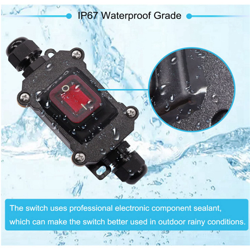 2X IP67 Waterproof Inline Switch 12V DC 20A High Current Power Waterproof Switch. 
