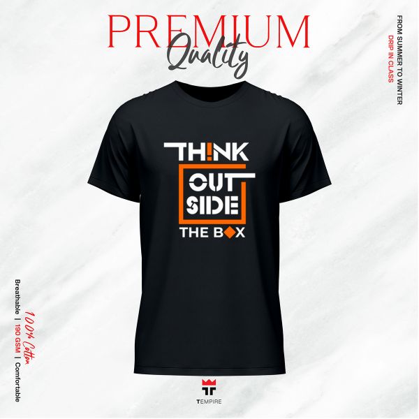 TEMPIRE Premium T-Shirt Think Outside The Box Stylish Cotton Unisex T-Shirt for Men and Women