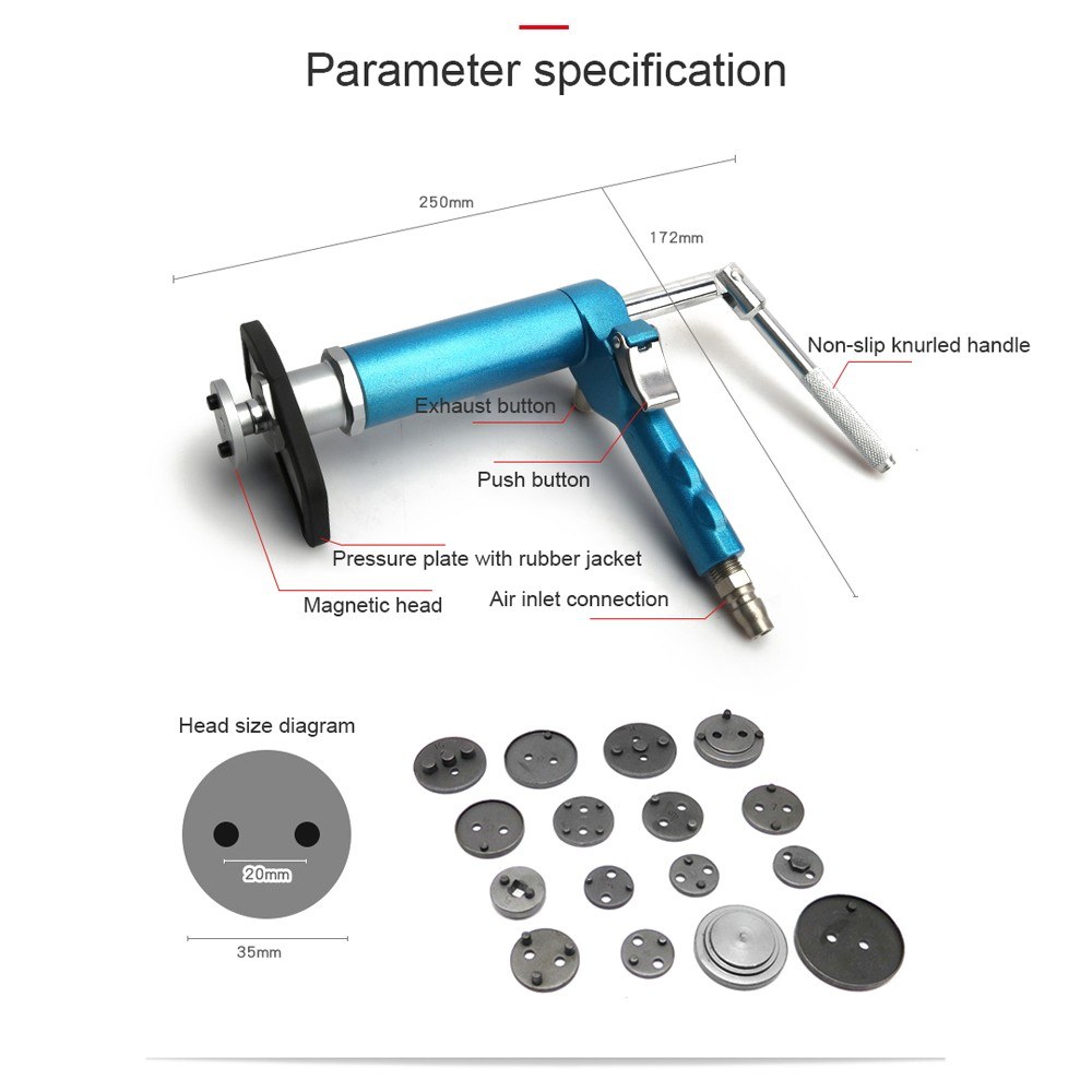 Pneumatic Disc Brake Sub-Pump Adjustment Tool Brake Pad Disassembly Brake Sub-Pump Piston Return Jacking Tool Car Maintenance and Repairing Accessory. 