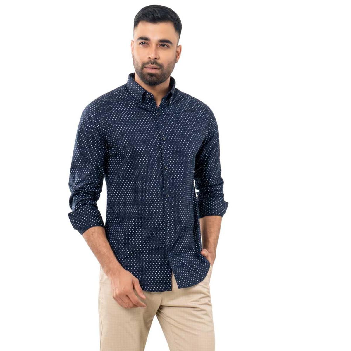 Buy Richman Mens Cotton Slim Fit Casual Navy Check Full Sleeve