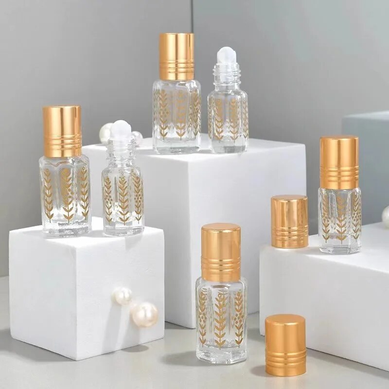 3ml 6ml Glass Roll on Bottle Mini Essential Oil Container Portable Sample Lip Oil Roller Bottle Empty Refillable Perfume Bottles. 