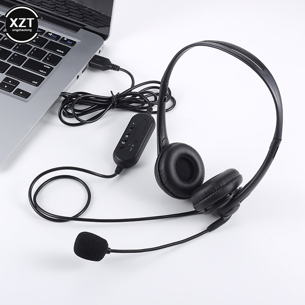 3.5mm Computer Laptop Headphone with Noise Cancelling Microphone Chatting Network Teaching Video Conferencing USB Wired Headsets