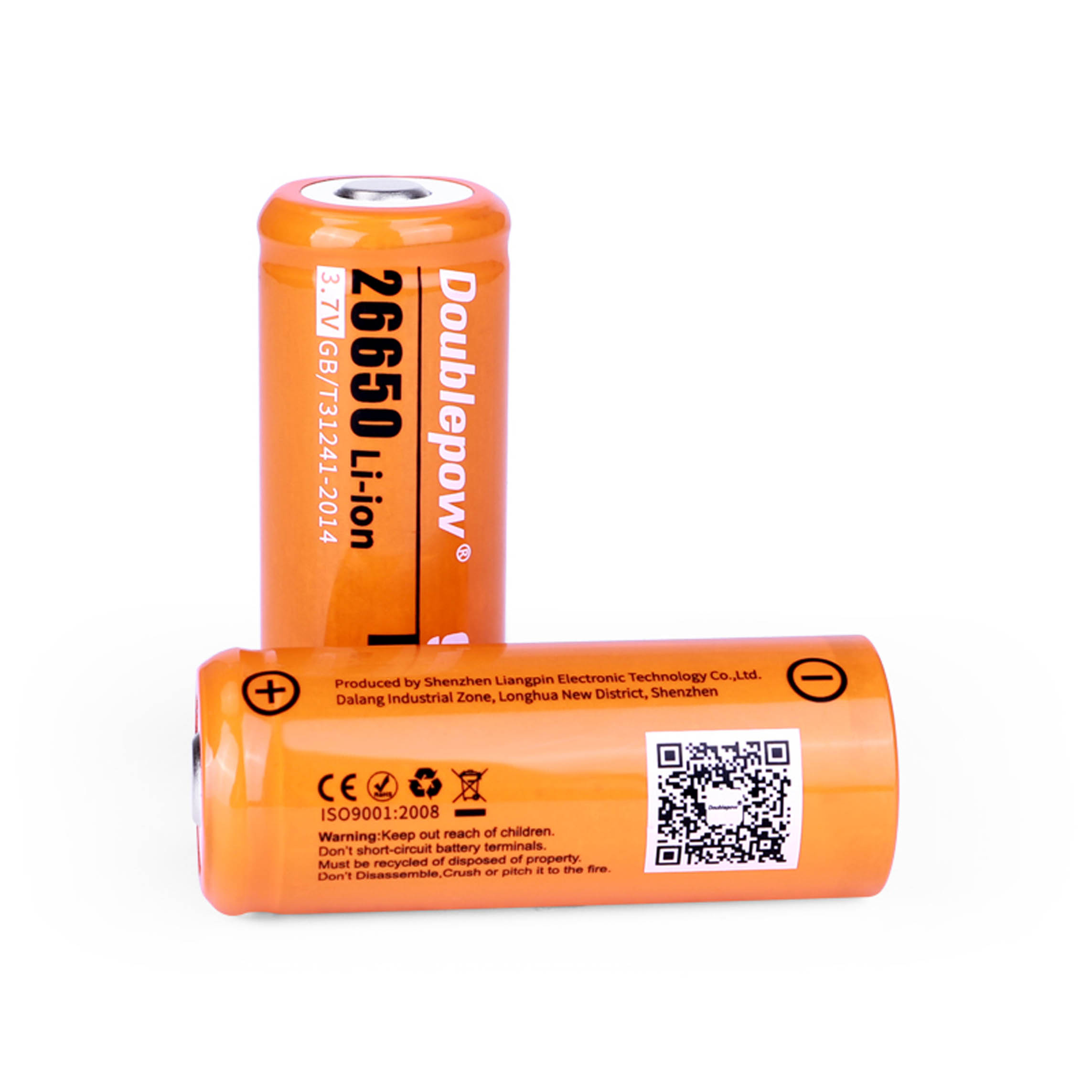 Doublepow Rechargeable lithium ion 3.7V 9250mWh cylindrical 26650 li ion rechargeable battery for flashlights  For Flashlight batteries  and power banks. 