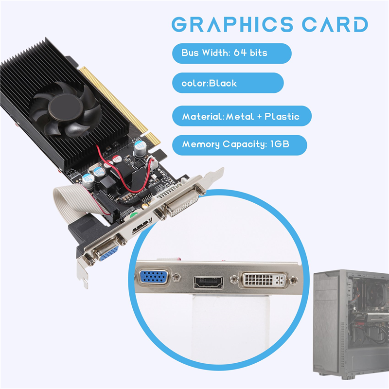 GT210 1GB DDR2 64Bit Graphics Card PCIE 2.0 GPU HDMI-Compatible. 