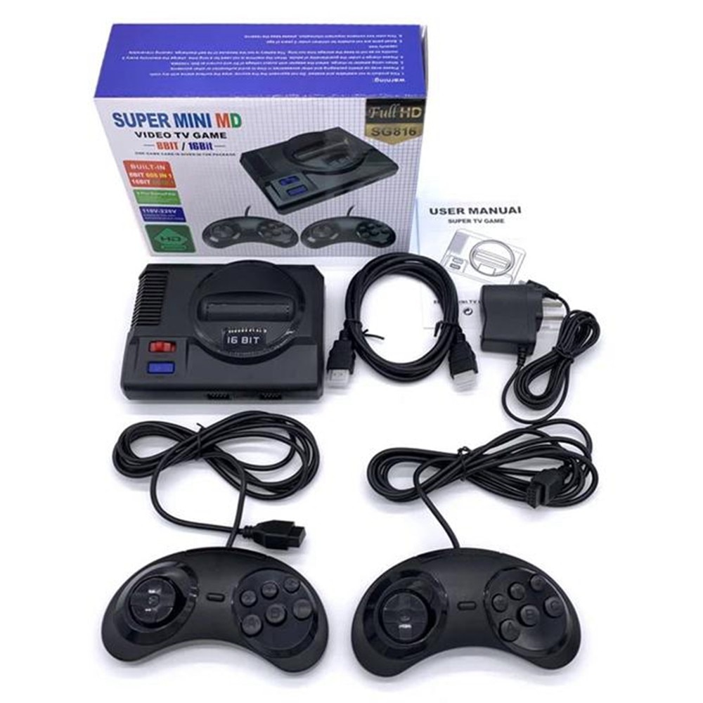 SG-816 For Sega Super Retro Mini TV Video Game Console Built-in 16Bit 86 Games 8Bit 605 Games With 2 Gamepads For Sega Drive