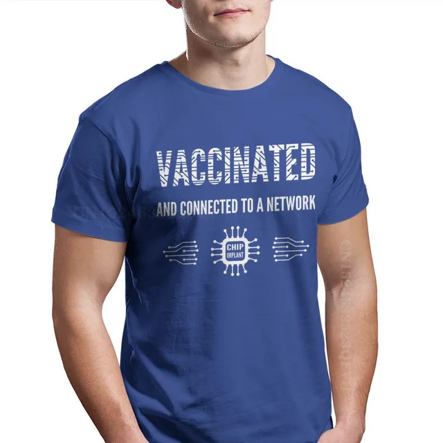 Vaccinated Connected To A Network Men Tshirts Vaccine Meme Retro Tops Fabric Men T Shirts Funny Top Quality Father's Day. 