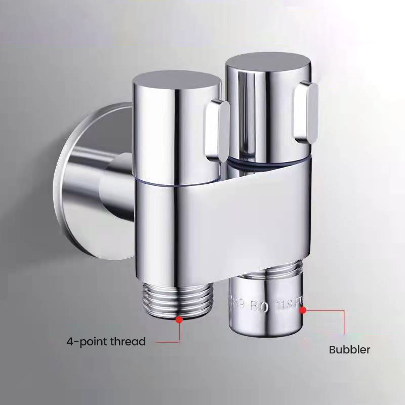 （New）1Pc G1/2 Zinc Alloy Three-way Filling angle Valve wall mount One Into Two Out water Cleaning prayer bathroom Acceorie. 