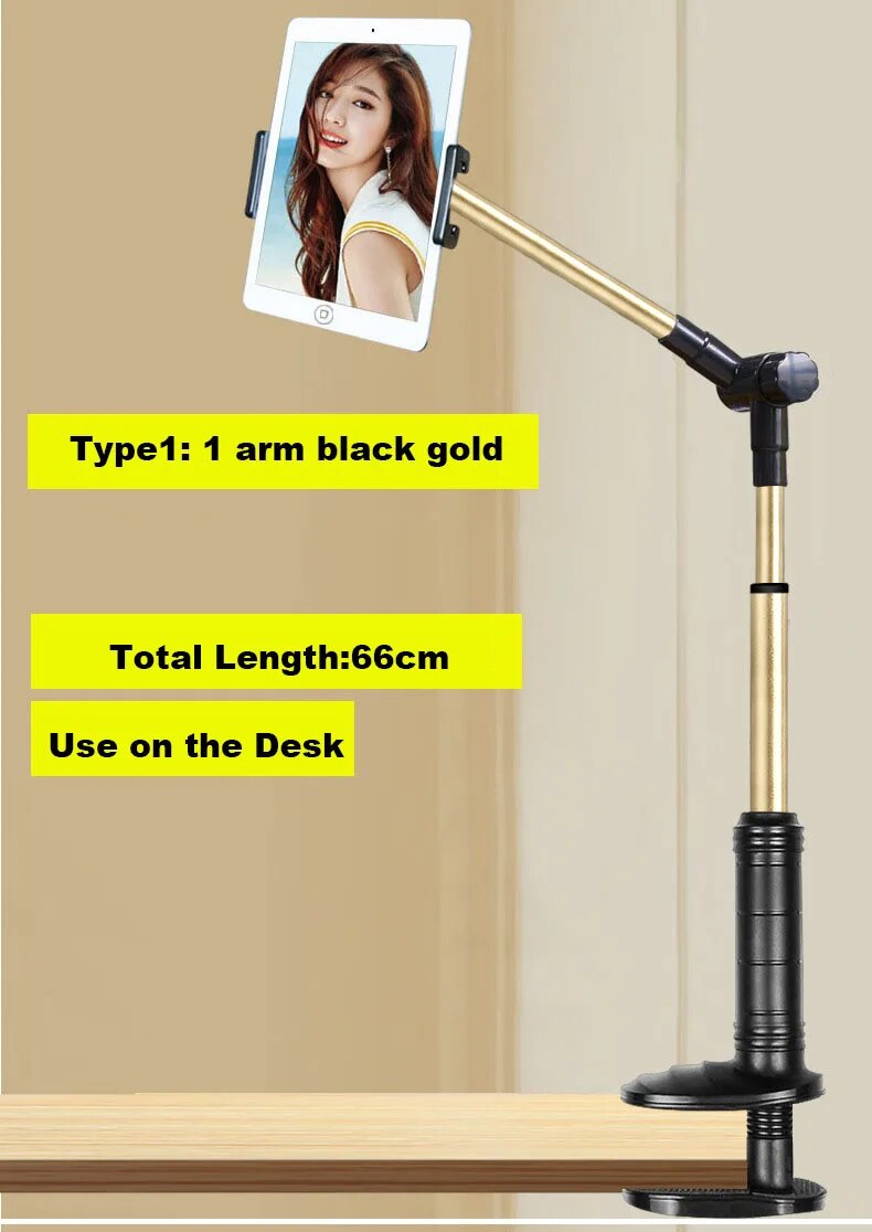 Folding Long Arm Tablet Phone Stand Holder For Ipad Samsung Kindle 4-14 Inch 360 Rotation Strong Lazy Bed Tablet Mount Bracket