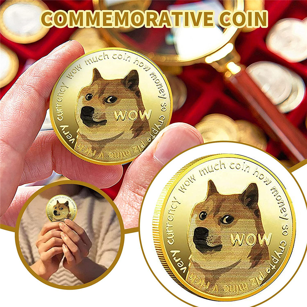 Ecocc Commemorative coin Shiba Inu Doge coin color three-dimensional relief medallion gold-plated silver metal badge virtual coin Fast delivery from stock