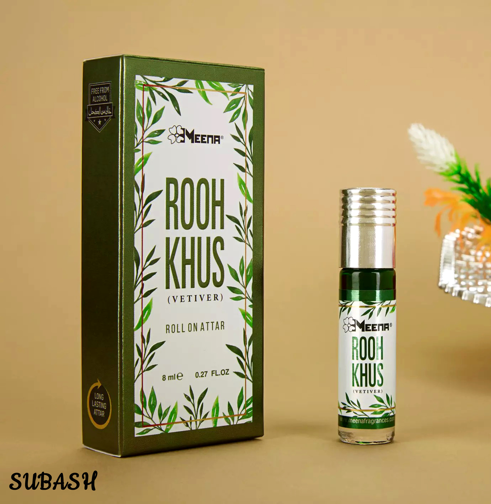 Meena Rooh Khus - Perfume Roll On Attar for Men - 8ml