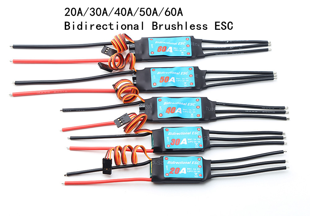 Bidirectional 20a/30a/40a/50a/60a Brushless Esc for Rc Car/boat/ Remote Control Ship Pneumatic Underwater Propelle - remote control car. 