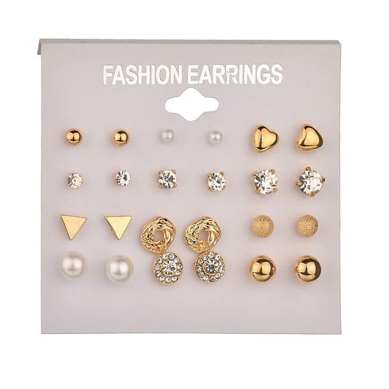 12 pairs Pearl Earrings Set For Women Jewelry On Ear Ball Stud