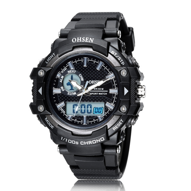 genuine goods OHSEN OSAN Dual Movement Digital Display Electronic Men's Student Sports Quartz Watch A