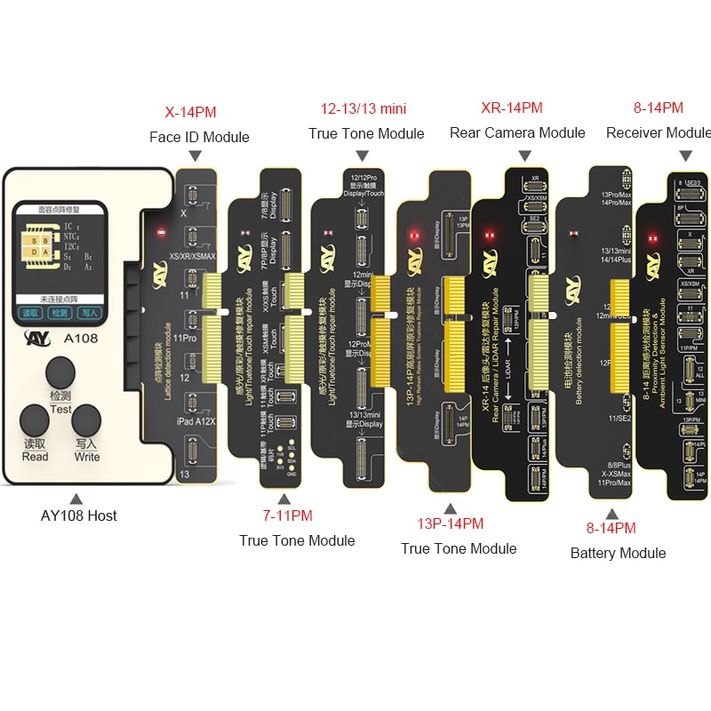 AY108 True Tone Dot Matrix Projector Repair Programmer For iPhone 8-14 Pro MAX Face ID/Battery FPC Flex Cable Read/Write Tool. 