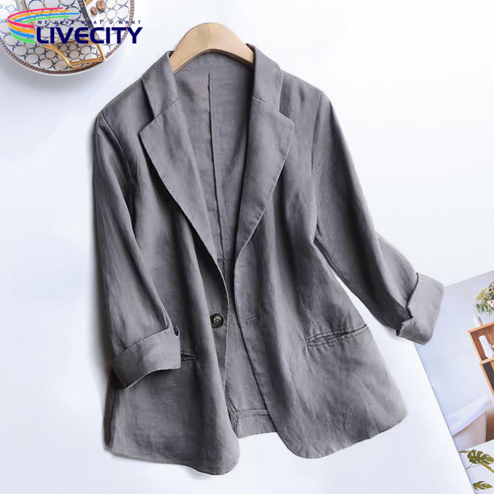 Women Suit Coat Solid Color Formal Wear-resistant Lady Suit Coat
