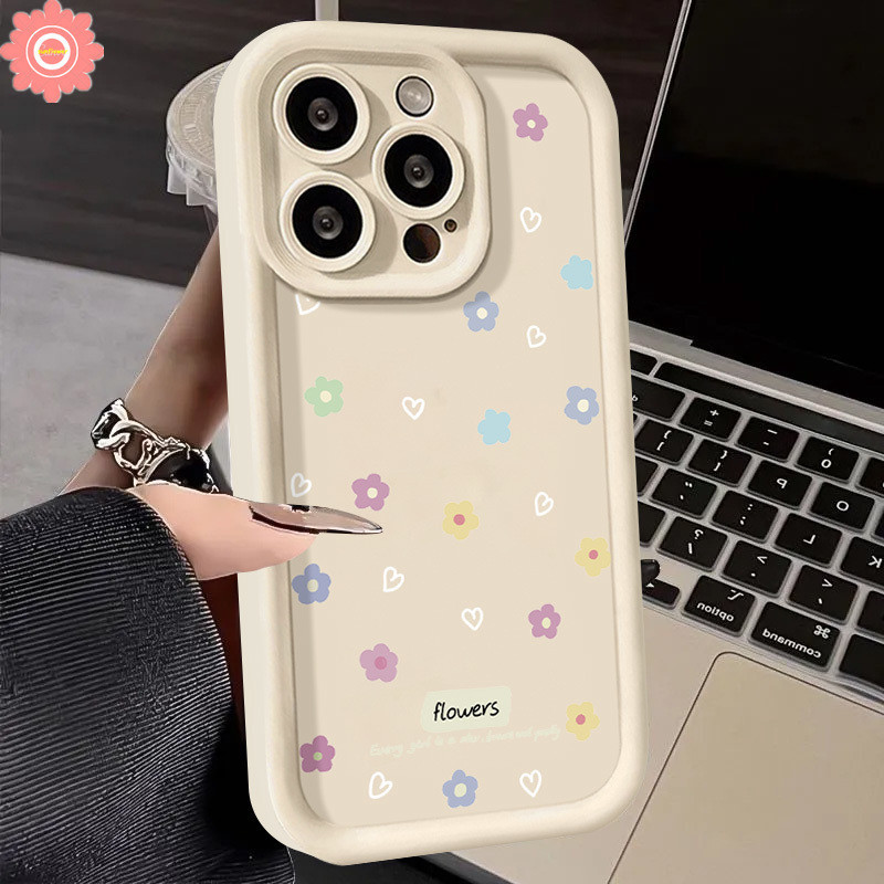 For Samsung A23 A53 A05s A15 A55 A35 A14 A24 A54 A34 A50s A05 A13 A10s A52 A20 A52s A31 A12 A04s A20s A50 A02s A11 A03s A51 A04E A03 A30s A32 Colored Flowers Cute Love Heart Case