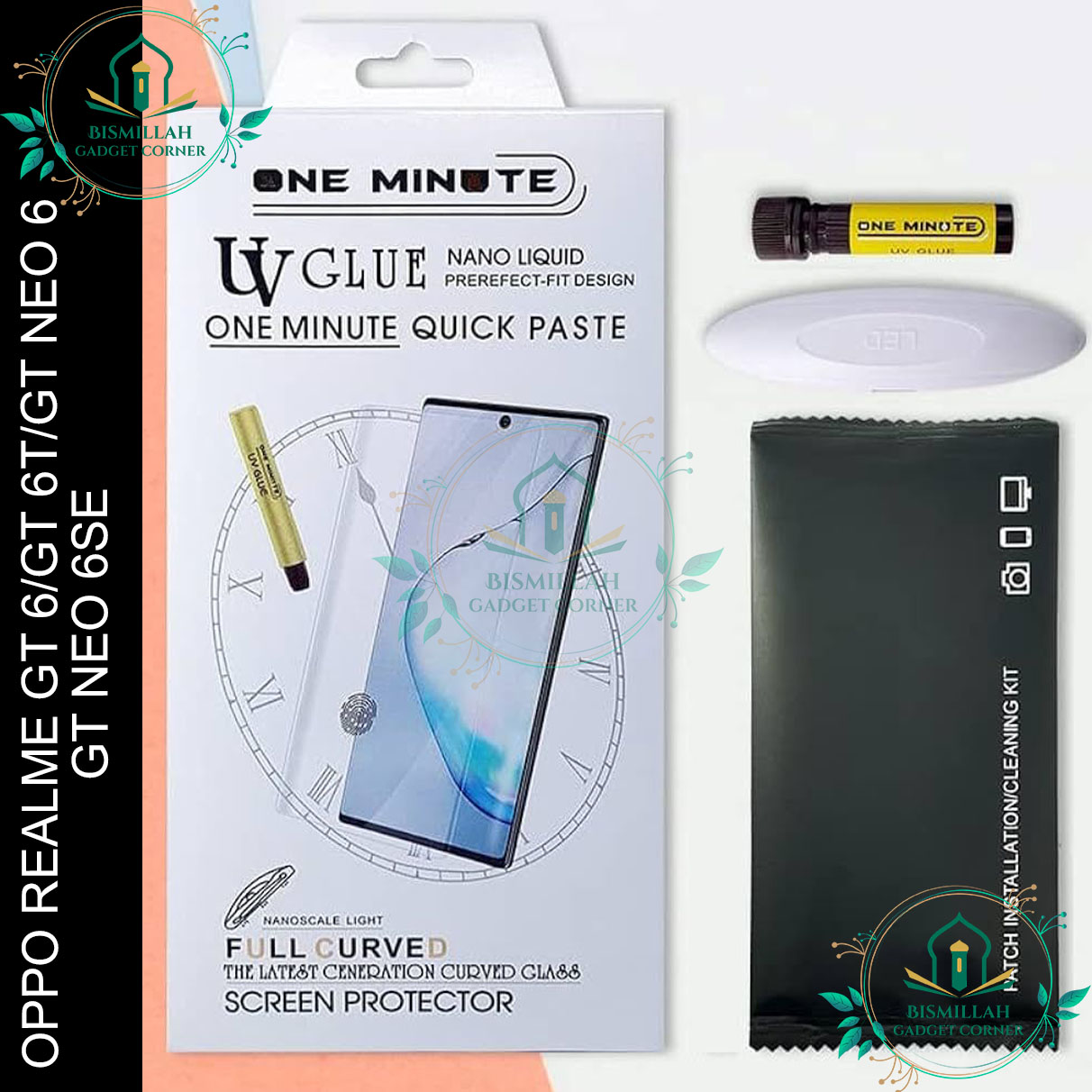 Premium UV Tempered Glass For Realme GT 6 / Realme GT 6T / Realme GT Neo6 / Realme GT Neo6 SE  Screen Protector Curved with Liquid Glue and UV Light -Transparent Clear