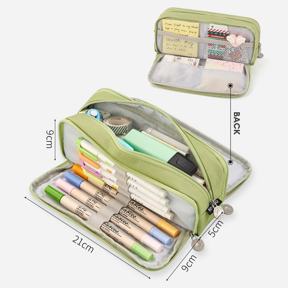Pencil Case Large Capacity Pencil Pouch Box Stationery Zipper Pocket - blue. 