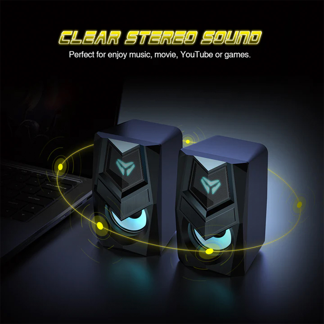 Micropack GS-02 Wired Rainbow 3.5mm and USB Gaming RGB Speakers. 