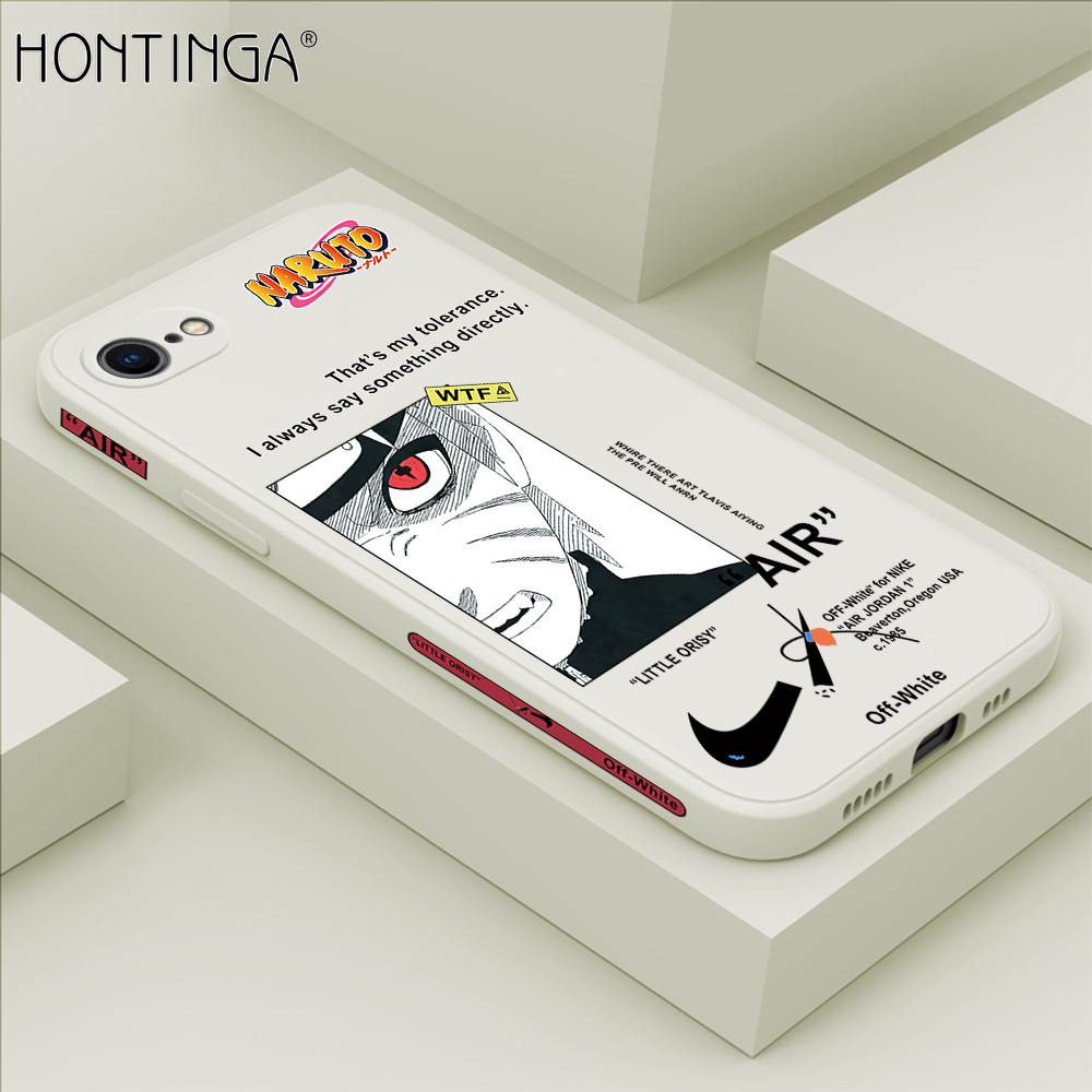 Hontinga for iPhone 8 Case Side Design New Anime Naruto for Boys Back Cover Soft Square Edge Pattern Liquid Silicone Trend Phone Cases. 
