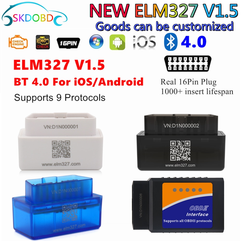 Latest Version of Mini ELM327 V1.5 WIFI Bluetooth 4.0 Auto Scanner OBD2 Car ELM 327 Tester Diagnostic Tool for Android for Apple. 