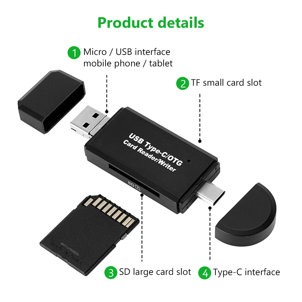 【VisioN Shop】OTG 3 in 1 SD TF Flash Drive Card High Speed Memeory 3.0 for Samsung Huawei Adapter Type C Micro USB Reader. 