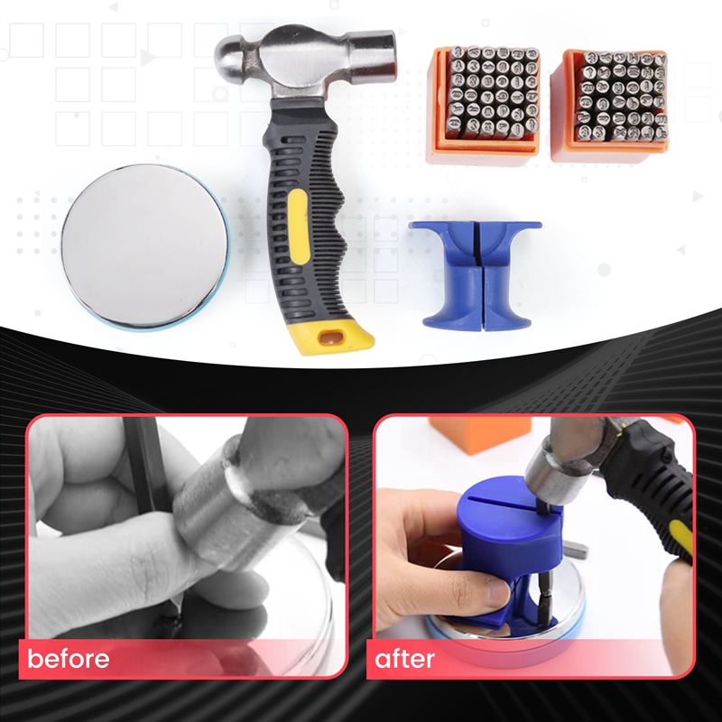 ZOROOM Metal Stamping Kit, 74 Pcs 0.3cm Art Font Uppercase and Lowercase Letter Punch and Number Punch Set, Metal Stamping Jig. 