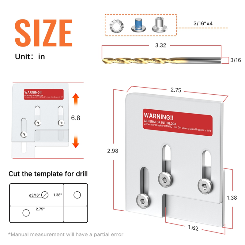 JAERBEE Generator Interlock Generator Control Link Hardware Breaker Panel Switch 150 or 200A Breaker Box. 