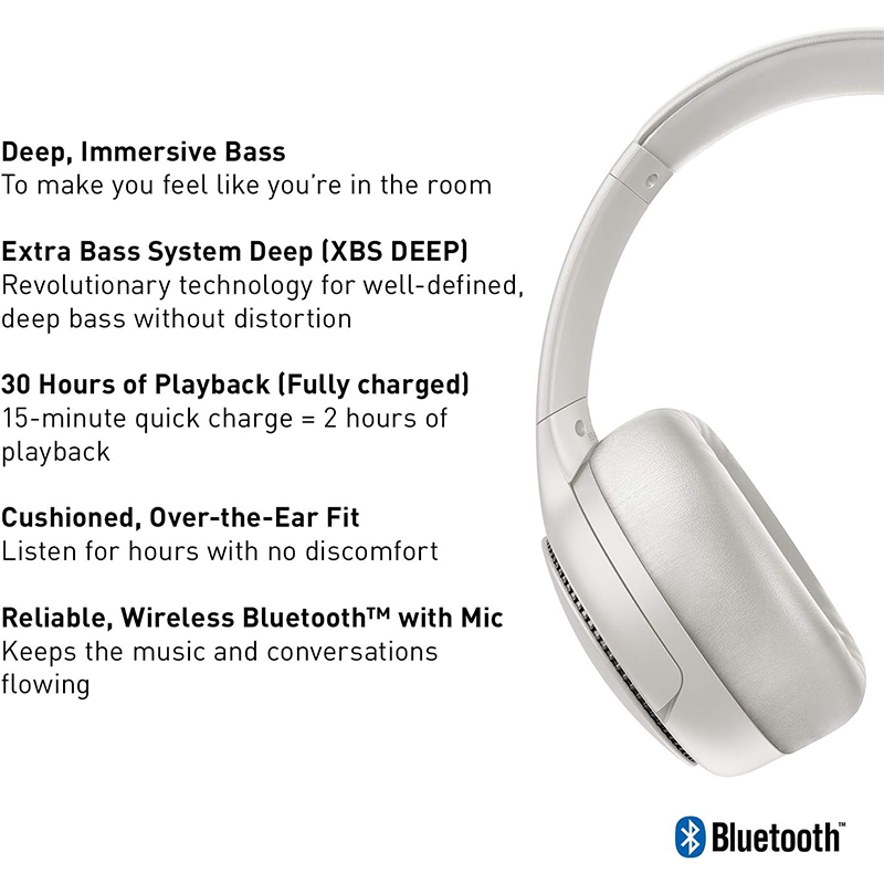 Panasonic RB-M300B Deep Bass Wireless Bluetooth Immersive Headphones with XBS DEEP and Bass Reactor