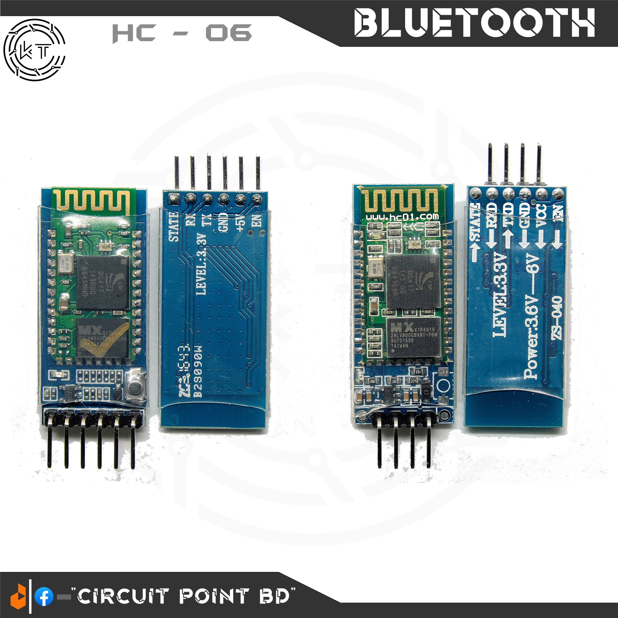 Bluetooth Module HC-06 Integrated Wireless Bluetooth Adapters Module Serial Port 4 Pin HC06 Master-slave Board For Arduino and Electronics Project.. 