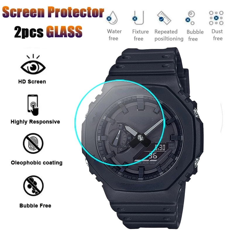 2Pcs 9H Tempered Glass Screen Protector For Casio G Shock GA-2100 GA-2000 GA-2110 GM-2100 GMA-S2100 GA-2200 GA-B2100 GMA-S2100. 