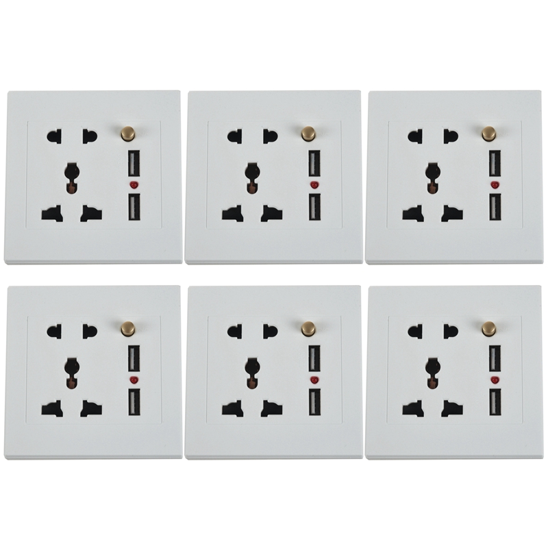 6X 2.1A Dual USB Wall Charger Socket Adapter Universial Power Outlet Panel wite Switch. 