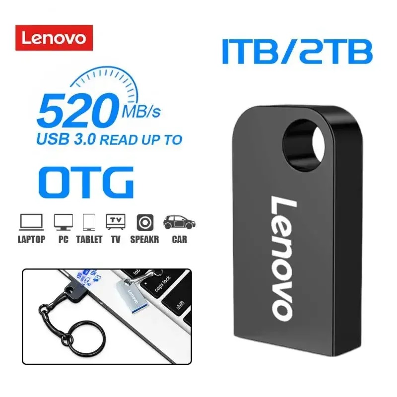 【100%Original+FREE Shipping+Ready Stock+COD】Lenovo 2TB USB Flash Drive 1TB 512GB Memory 256GB 128GB U Stick USB 3.0 High Speed Flash Memory Card Pen Drive For Laptop/PC. 