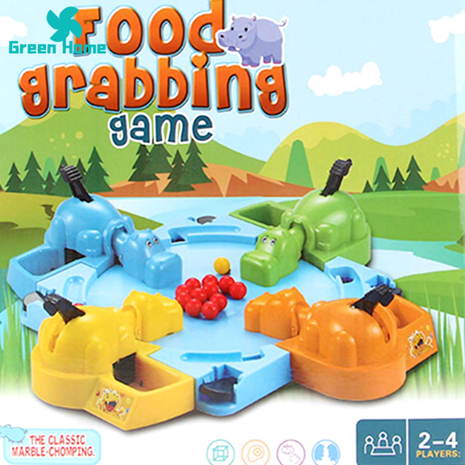 Green Home Swallowing Hippo Toy Smooth Surface Hungry Hippo Food Grabbing Parent-child Board Game. 