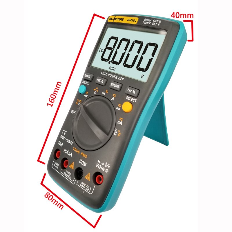 RM303 True-RMS 19999 Counts Digital Multimeter NCV Frequency 200M Resistance Auto Power off DC Voltage  Ammeter Current Ohm. 