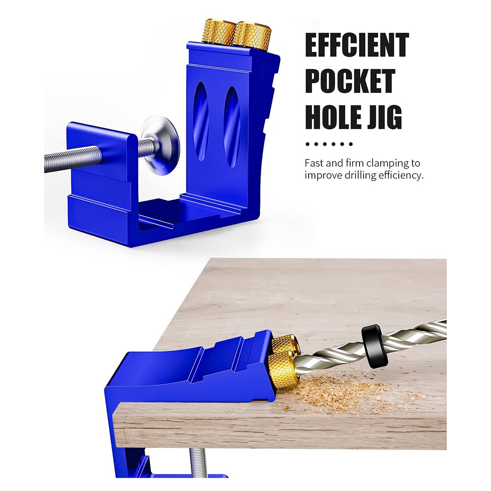 1 Set Pocket Hole Jig Kit for 15° Angled Holes, for Woodworking Angle Drilling Holes A. 