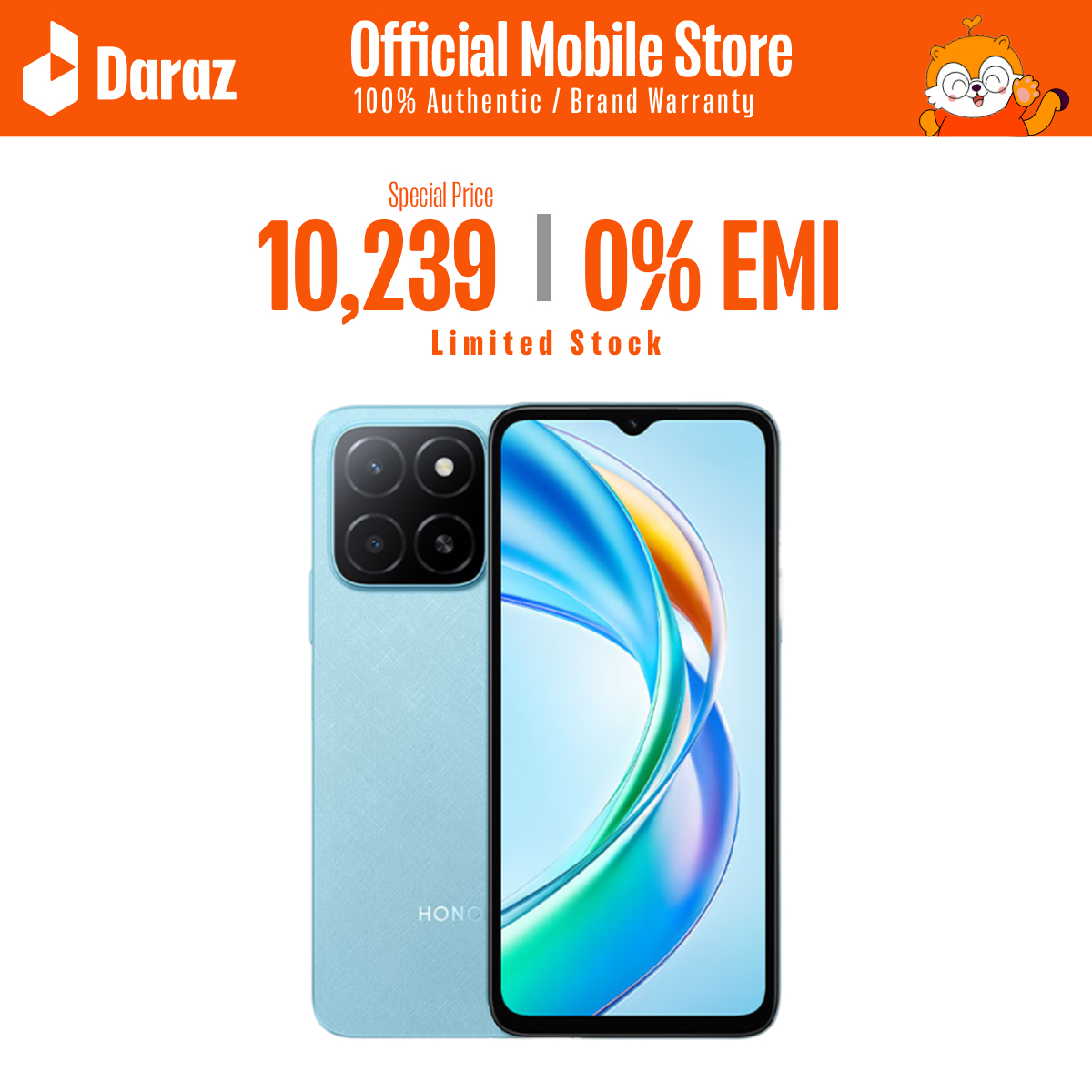 HONOR X5b, MediaTek Helio G36, 6.56", 720×1612, LCD Display, 4GB + 64 GB, 13 MP Back, 5 MP Selfie Cam, 5200 mAh, 10W (Midnight Black, Ocean Blue), 1 Year Warranty