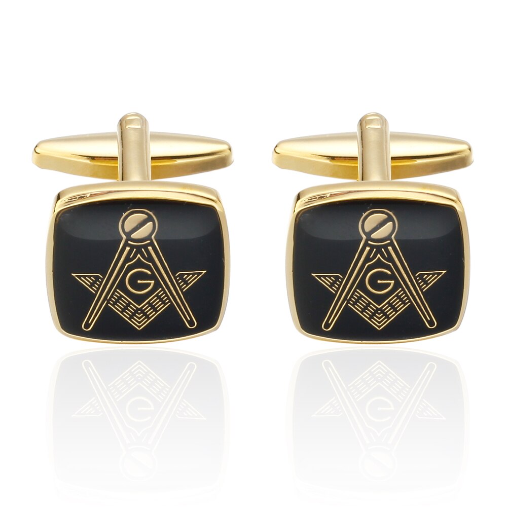 【happy one】MeMolissa Vintage Masonic Cufflinks Classic Square Cufflinks Gold with Black Personality Men's Shirt Gifts for Men. 