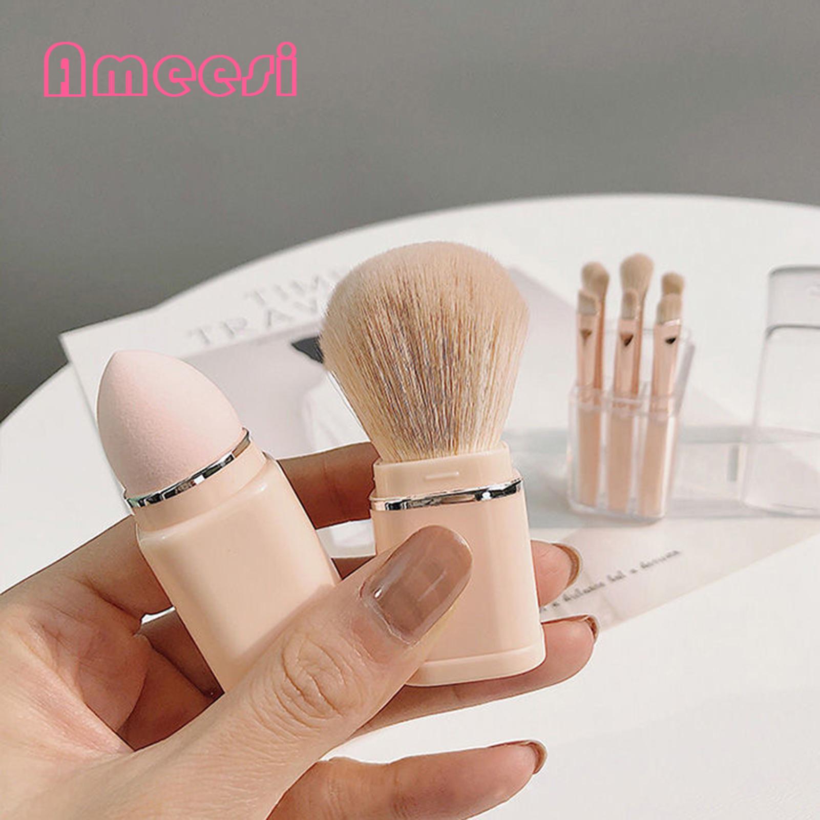 Lightweight Compact Makeup Brushes Portable 8-piece Makeup Brush Set for On-the-go Beauty Soft Synthetic Bristles less Than Makeup Brush Set with Plastic Handle. 