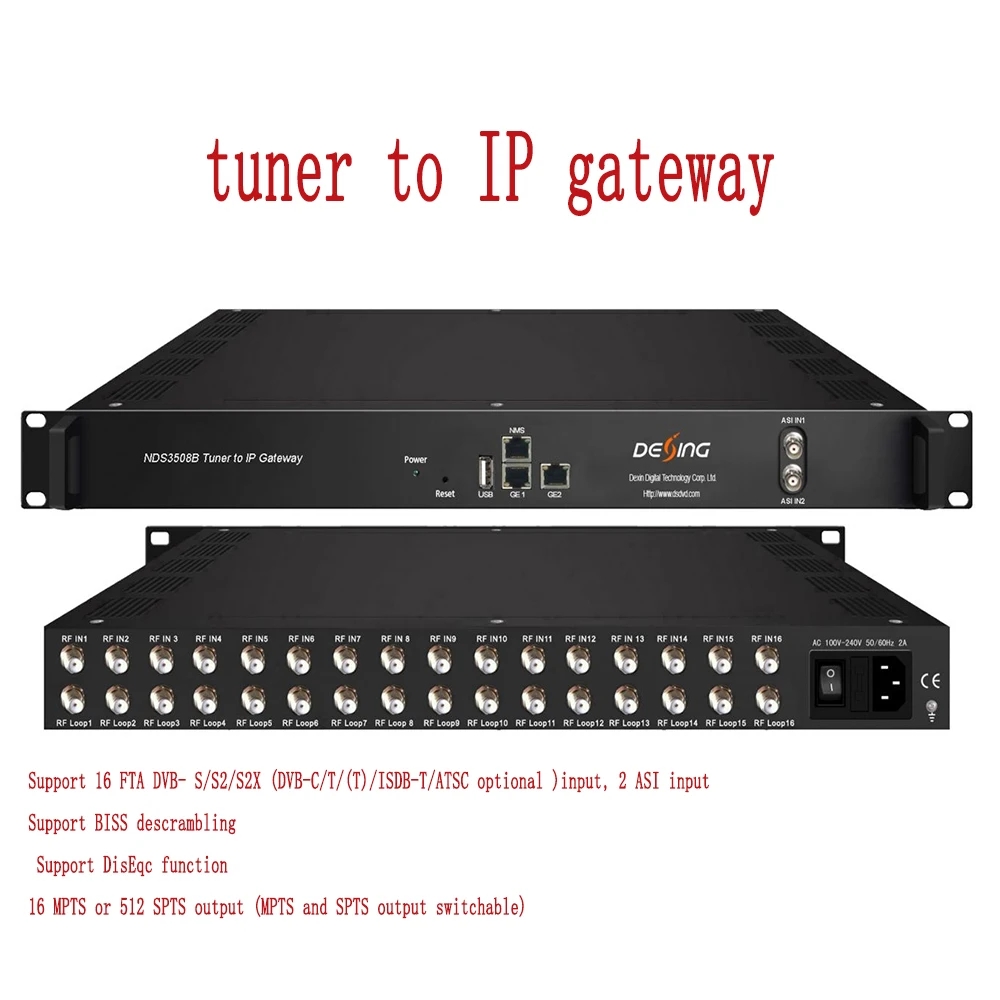 16-Way Tuner To IP Gateway,Front-End Equipment Of TV System. 