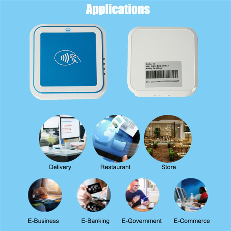 VISA Master Credit Card Chip Reader Writer Bank Transaction Bluetooth Mpos with EMV PCI POS Terminal (I9). 