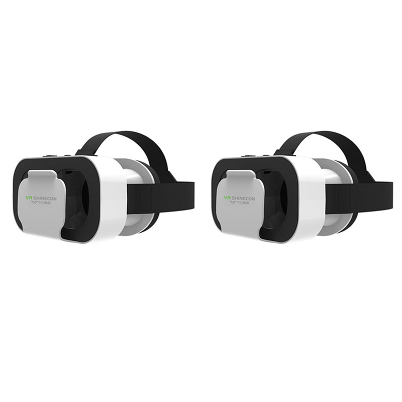 2X BOX 5 Mini 3D Glasses Virtual Reality Glasses VR Headset for Cardboard Smartp White